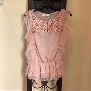 Blugirl by Blumarine Pink Ruffle Top Size I42 Med